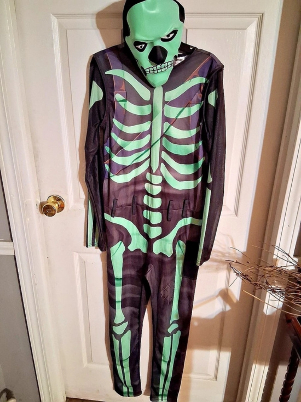 Fortnite Skull Trooper Costume Green & Black Skeleton